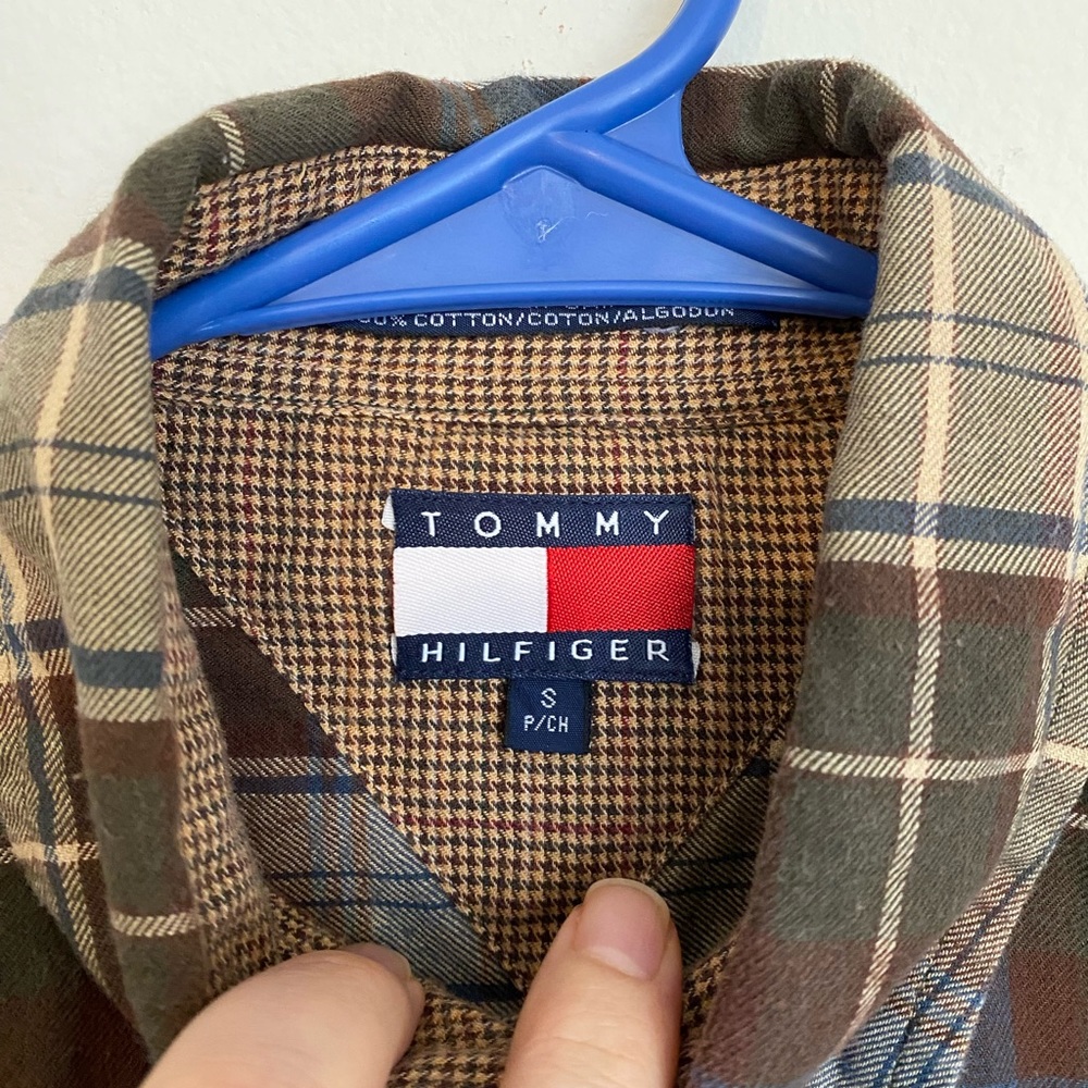 Vintage 90s Y2K Tommy Hilfiger Plaid Pocket Long Sleeve Button Up Shirt • Size S - Picture 5 of 7